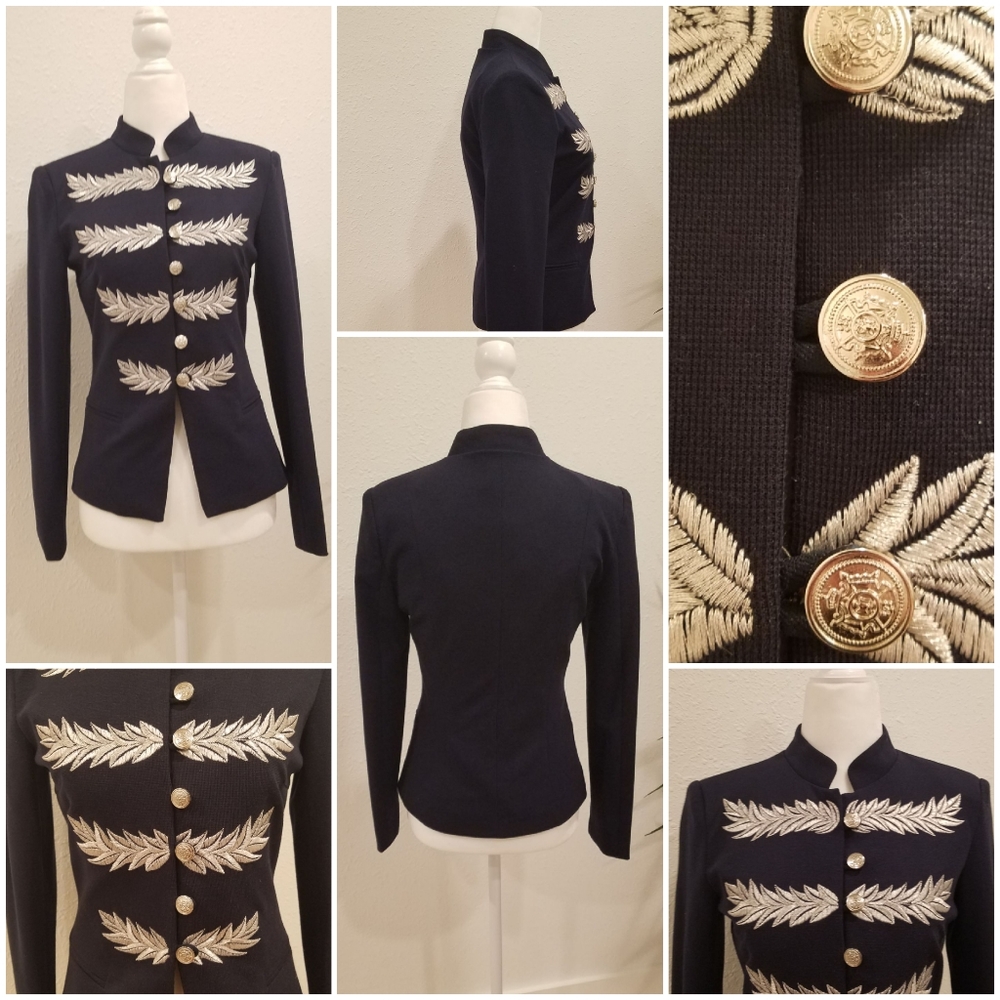 Military Style Button Up Navy Blazer